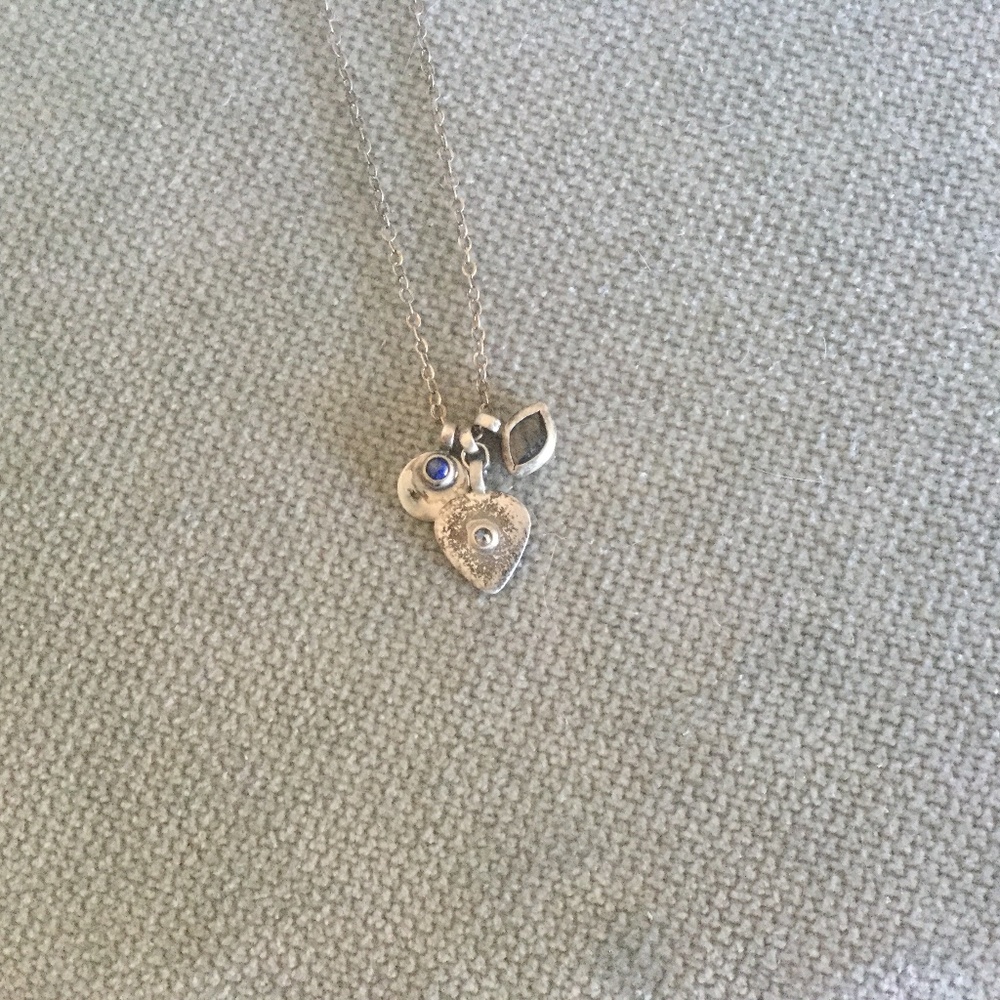 BRAND NEW Chan Luu Sterling Silver/Lapis/Crystal Charm Necklace 17”